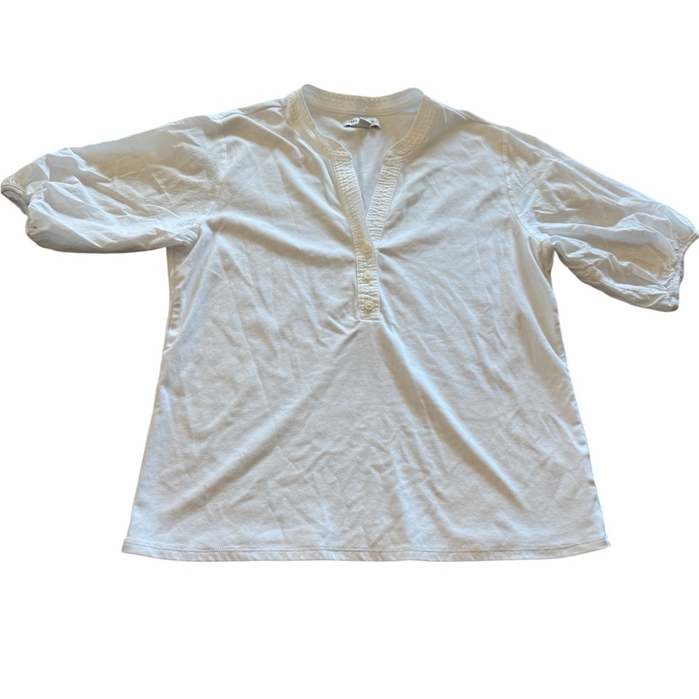 Free Assembly White Henley Short Sleeve Tunic Top L